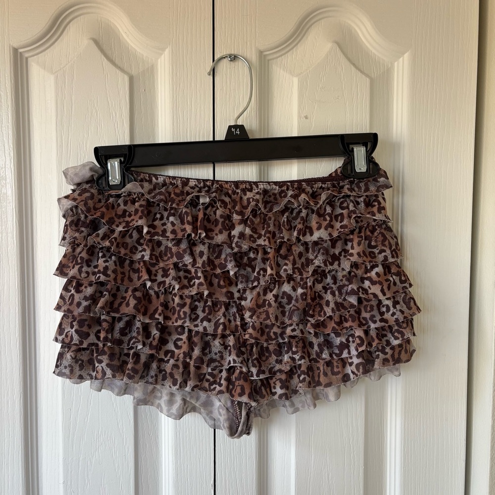 Leopard Print Ruffle Skorts for Women